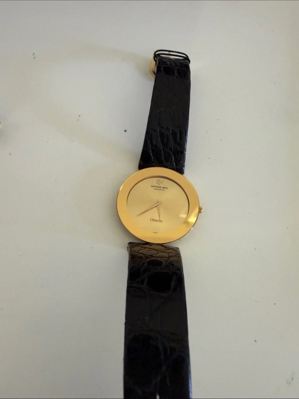 Raymond Weil Othello Gold Dial with Black Leather Strap